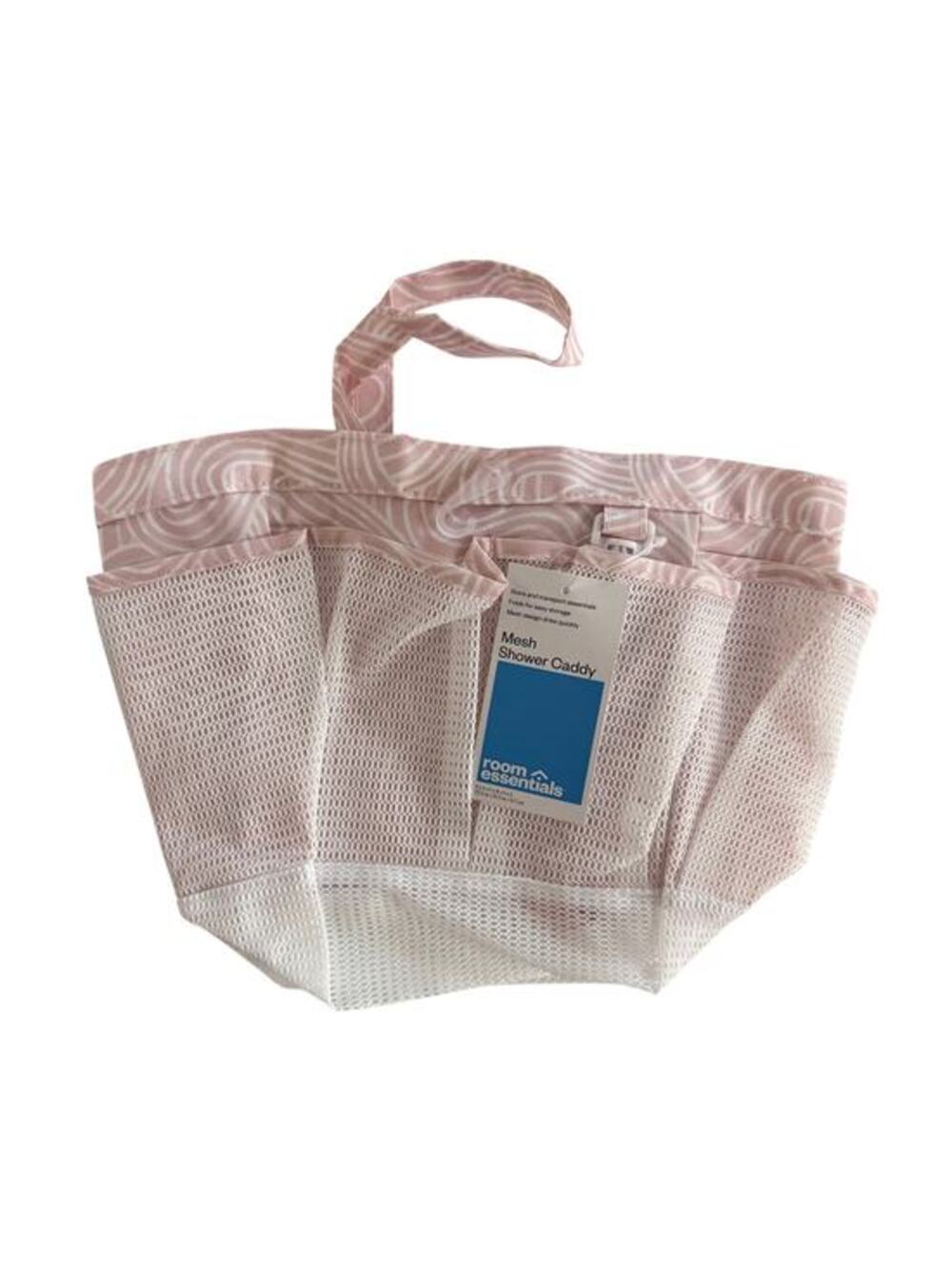 Room Essentials Pink White Mesh Shower Caddy Tote Bag NEW